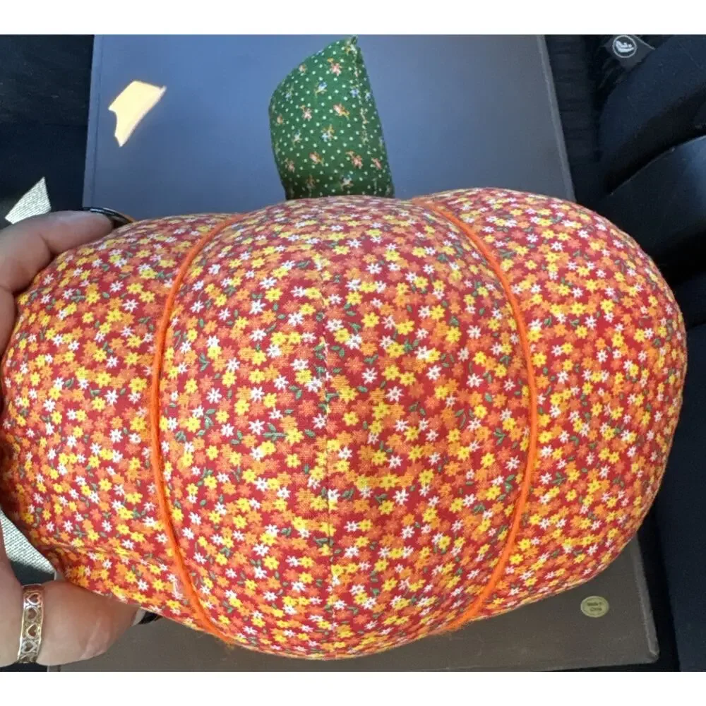 Vtg Fabric Pumpkin Decor Fall Harvest Halloween Thanksgiving